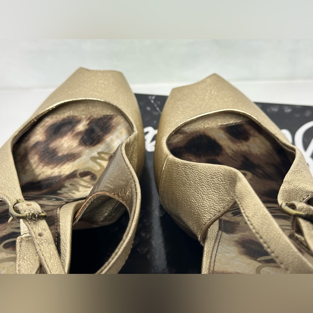 Sam Edelman Metallic Gold Slingback Evelyn A4794L6700 Platform Pumps heels 8.5 - Picture 4 of 16